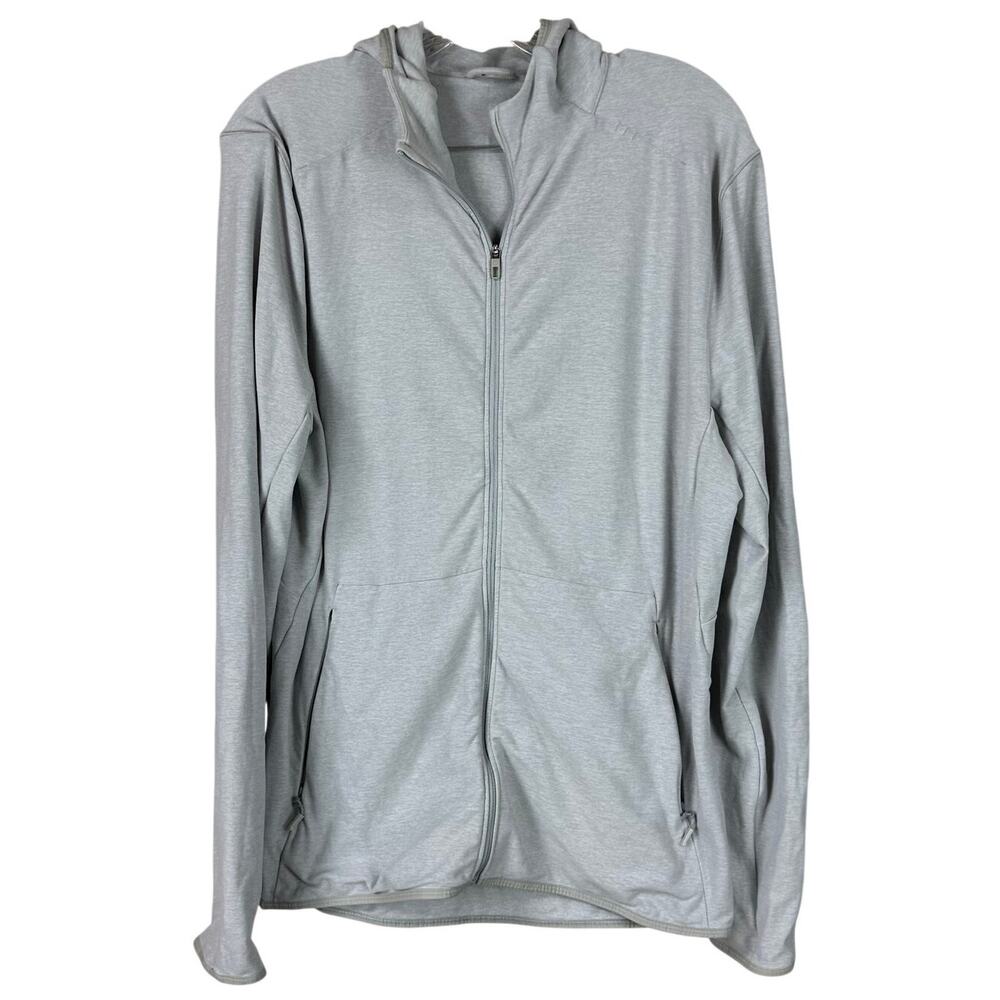 Lululemon Surge Warm Full Zip Heathered Sea Salt Men's Size Medium DAMAGED